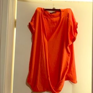 Coral silk shirt